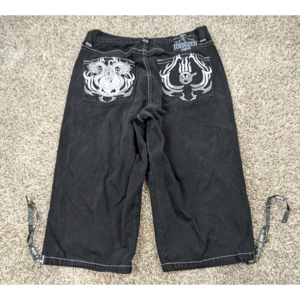 Vintage Miskeen Jean Shorts Mens 36 Fits 34 20" Black Jorts Baggy Skater Rap Y2K